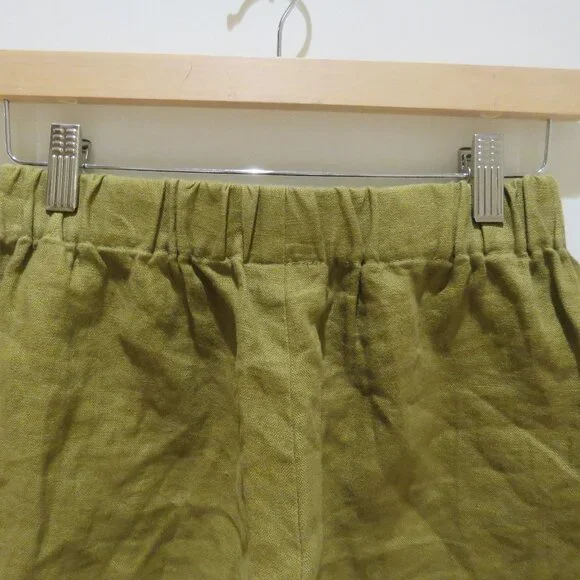 NICOLE PURDY The Classic Short in Khaki Brown Linen Boho Minimalist - Size XS